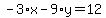 -3%2Ax-9%2Ay=12
