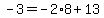 -3=-2%2A8%2B13