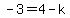 -3=4-k