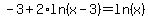 -3+%2B+2%2Aln%28x-3%29+=+ln%28x%29
