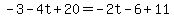 -3-4t%2B20=-2t-6%2B11