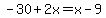 -30%2B2x=x-9+