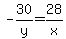 -30%2Fy+=+28%2Fx