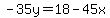 -35y=18-45x