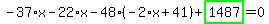 -37%2Ax-22%2Ax-48%2A%28-2%2Ax%2B41%29%2Bhighlight_green%28+1487+%29=0