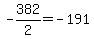 -382%2F2=-191%2C+average