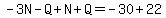 -3N-Q%2BN%2BQ=-30%2B22