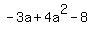 -3a+%2B4a%5E2-8