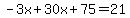 -3x%2B30x%2B75=21