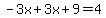 -3x%2B3x%2B9=4