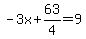-3x%2B63%2F4=9