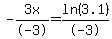 -3x%2F-3=ln%283.1%29%2F-3