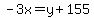 -3x=y%2B155