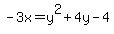 -3x=y%5E2%2B4y-4