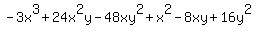 -3x%5E3%2B24x%5E2y-48xy%5E2%2Bx%5E2-8xy%2B16y%5E2