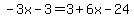-3x-3=3%2B6x-24