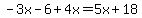 -3x-6%2B4x=5x%2B18