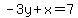 -3y%2Bx=7