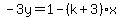 -3y=1-%28k%2B3%29x
