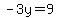 -3y=9