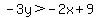 -3y%3E-2x%2B9