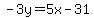 -3y+=+5x+-+31