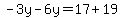 -3y-6y=17%2B19