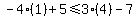 -4%281%29+%2B+5%3C=3%284%29+-+7