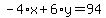 -4%2Ax%2B6%2Ay=94
