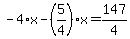 -4%2Ax-%285%2F4%29%2Ax=147%2F4