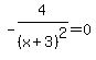 -4%2F%28x%2B3%29%5E2=0