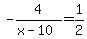 -4%2F%28x-10%29+=+1%2F2