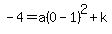 -4=a%280-1%29%5E2%2Bk