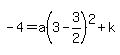 -4=a%283-3%2F2%29%5E2%2Bk