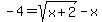 -4=sqrt%28x%2B2%29-x