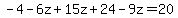 -4-6z%2B15z%2B24-9z=20