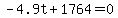 -4.9t%2B1764=0