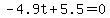 -4.9t%2B5.5+=+0