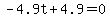 -4.9t+%2B+4.9+=+0