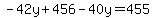 -42y%2B456-40y=455