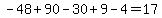 -48%2B90-30%2B9-4=17