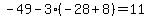 -49-3%28-28%2B8%29=11