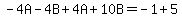-4A-4B%2B4A%2B10B=-1%2B5
