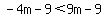 -4m-9%3C9m-9