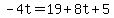 -4t=19%2B8t%2B5