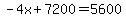 -4x%2B7200=5600