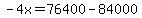 -4x=76400-84000
