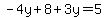 -4y%2B+8+%2B+3y=+5