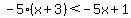 \"-5%28x%2B3%29%3C-5x%2B1\"
