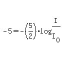 -5=-%285%2F2%29log%28I%2FI%5B0%5D%29